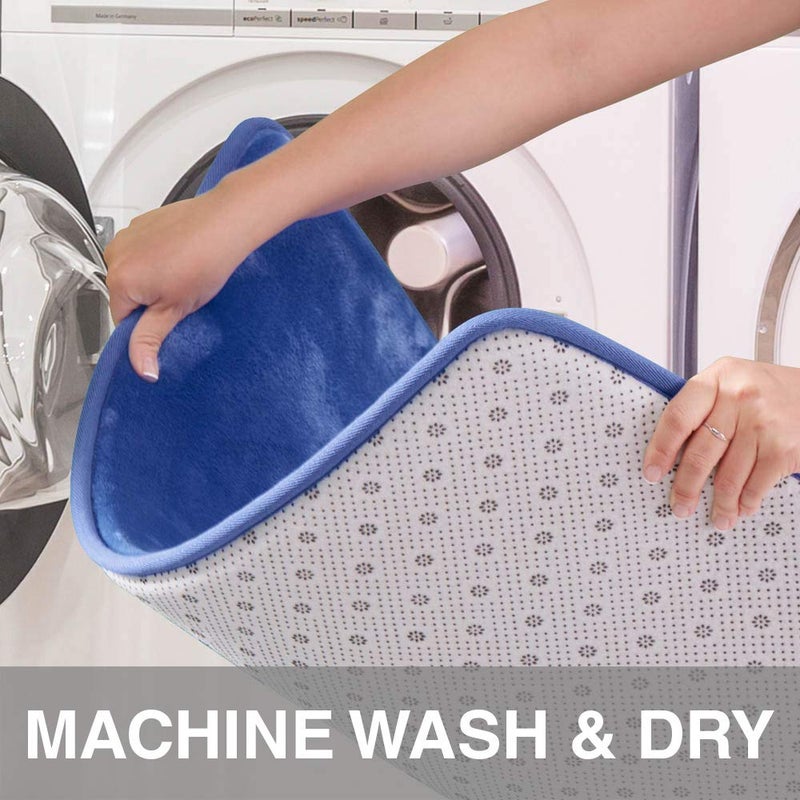 Genteele Memory Foam Bath Mat Non Slip Absorbent Super Cozy Velvet Bathroom Rug Carpet (17 inches X 24 inches, Royal Blue) - Image 3